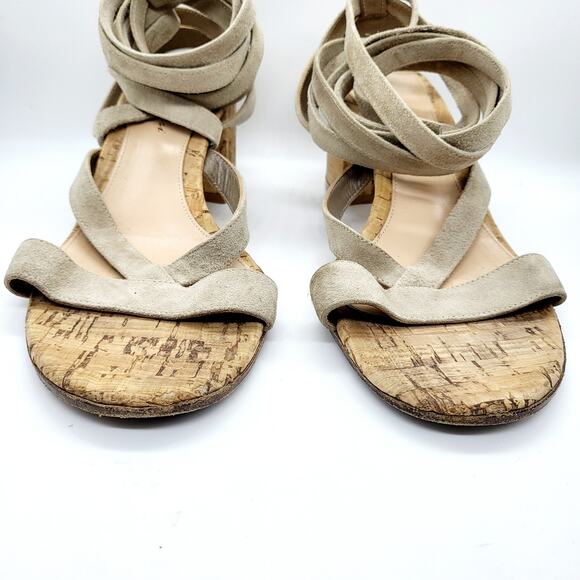 Gianvito Rossi Janis Beige Suede Wrap-Around Sandals Women's Size 7 (US) 37.5 - Picture 6 of 10